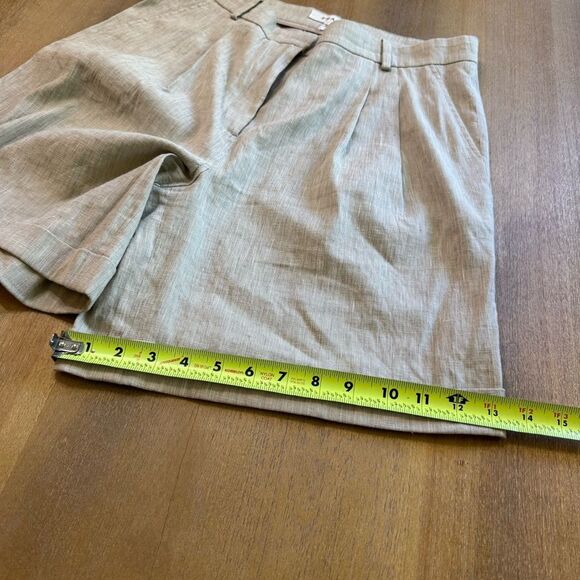 FRAME Linen Shorts Pleated Size 4 Stretch High Rise Cuffed‎ Hem - Picture 6 of 11